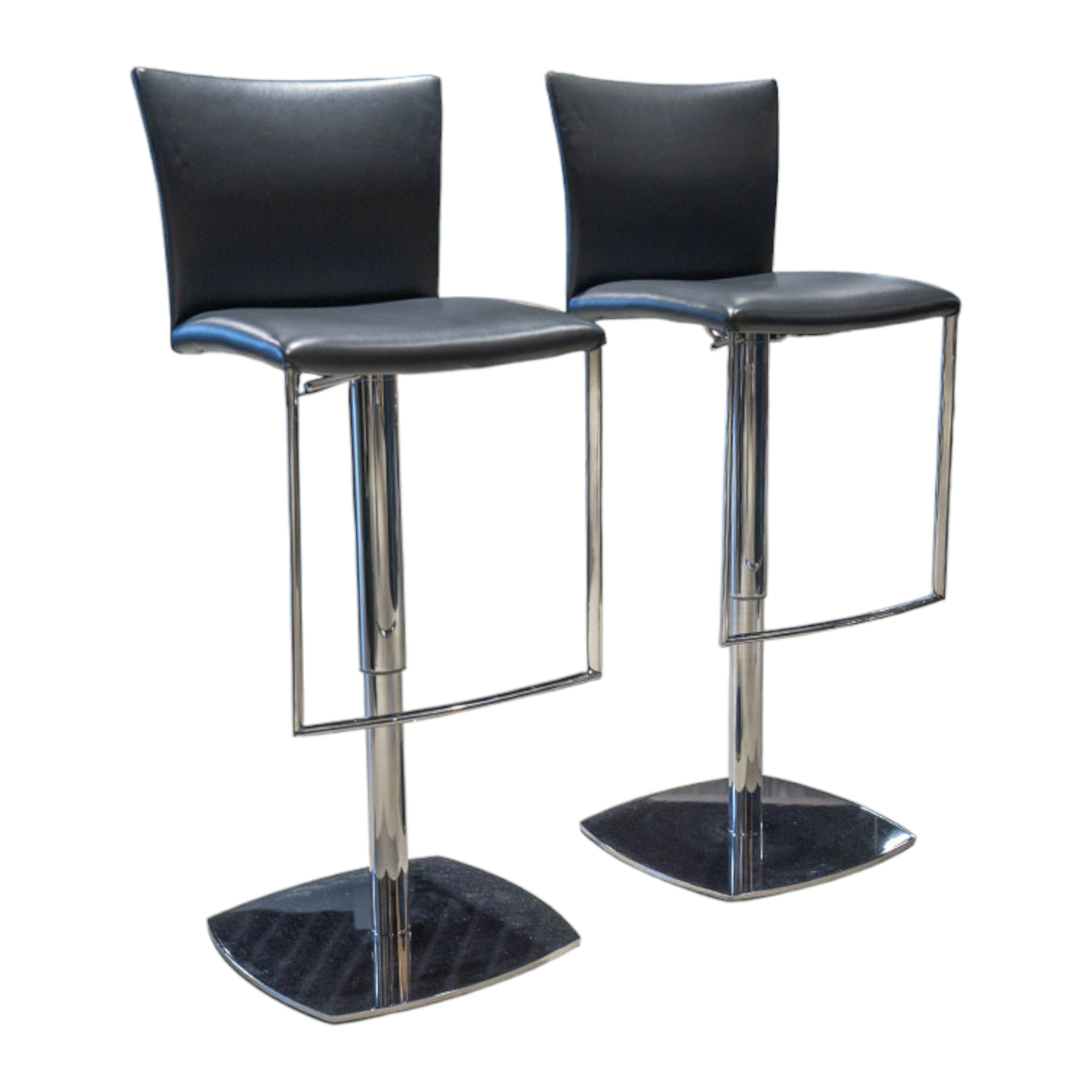 Draenert - 2er Set Barhocker Nobile Soft Leder I R919 Grau Gestell Chrom Hochglanz Höhenverstellbar - 1