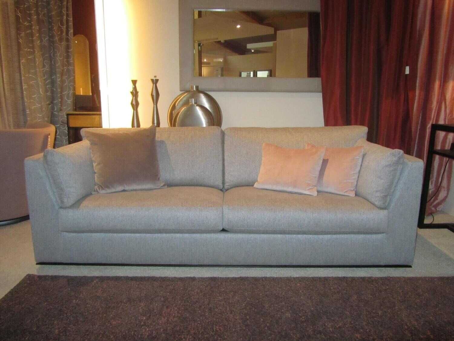 Bielefelder Werkstätten - Sofa Inspiration Stoff Gr. T Noah BW1744-292 Beige Grau mit Hocker und Kissen - 2