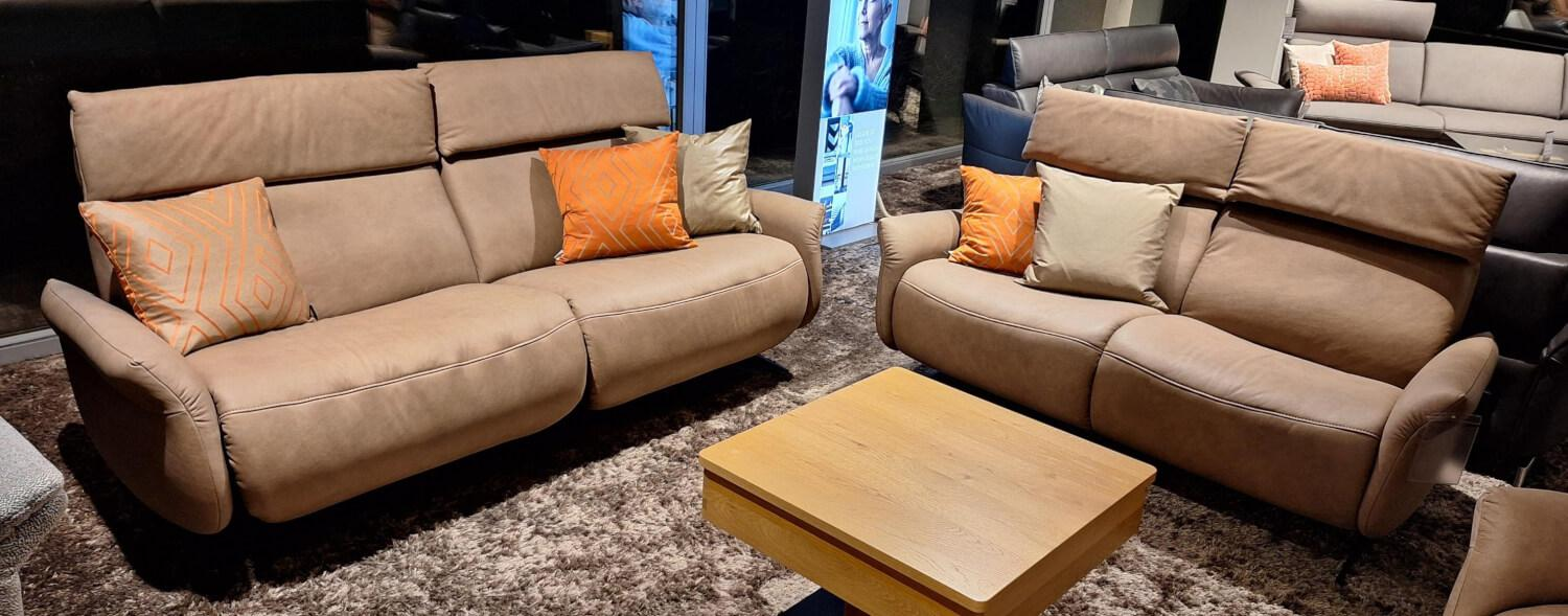 himolla - 2er Set Sofa 4151 Leder 27 Leonessa Desert Beige Metallkufe Anthrazit Mit Motorischer Wall Free Funktion Ohne Dekokissen - 13