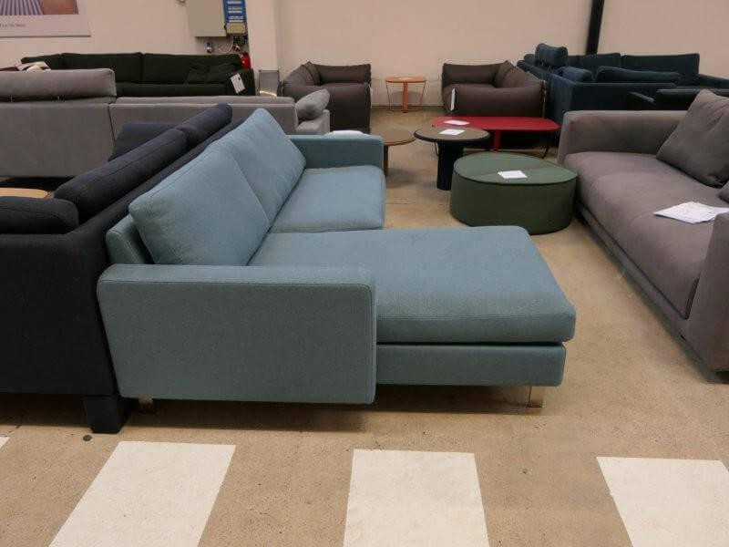 COR - Corner sofa Conseta fabric 8310 aqua blue blue Narrow feet stainless steel V2A brushed With headrest fabric 8305 mint green green - 13