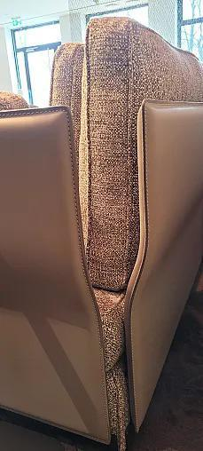 Minotti - Ecksofa West Stoff Fisher 04 Fumo Grau Rücken Kernleder Asche Grau Füße Aluminium Inklusive Kissen - 4