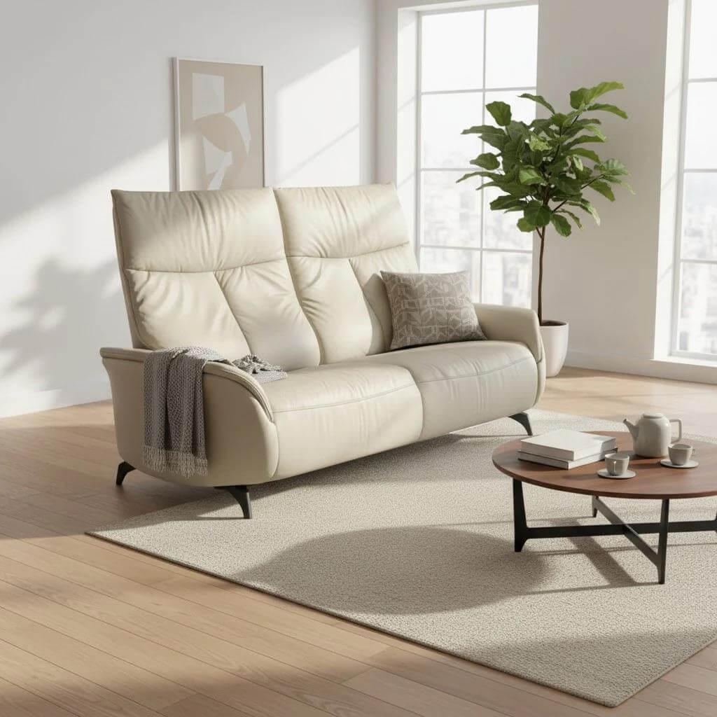 himolla - Sofa 4061 Cumuly Comfort Leder Longlife Soft Delfin Hellgrau Füße Metall Anthrazit Inkl. Wall-Free-Funktion, Kopfteilverstellung Und Herz-Waage-Position - 3