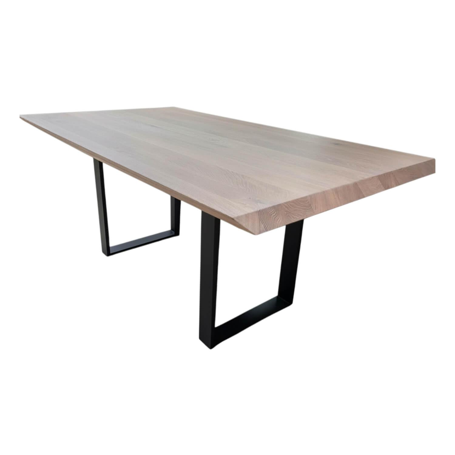 kf furniture - Esstisch Theben Ast-Eiche Gestell Stahl  Pulverbeschichtet Schwarz - 1