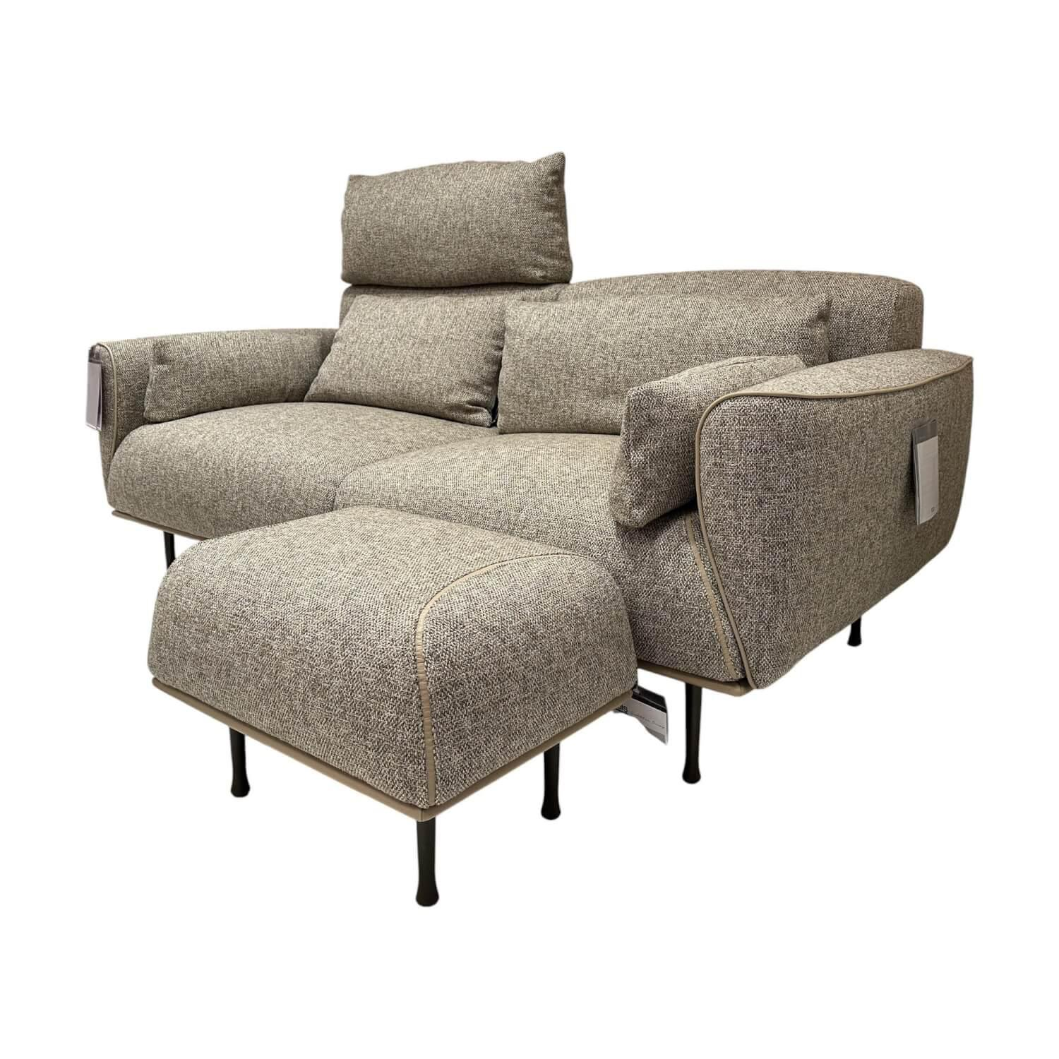 Jori - Sofa Eden Stoff Bembebis C0704 Grau Beige Fuß Metall Bronze Schwarz Matt Inklusive Armlehnkissen - 1