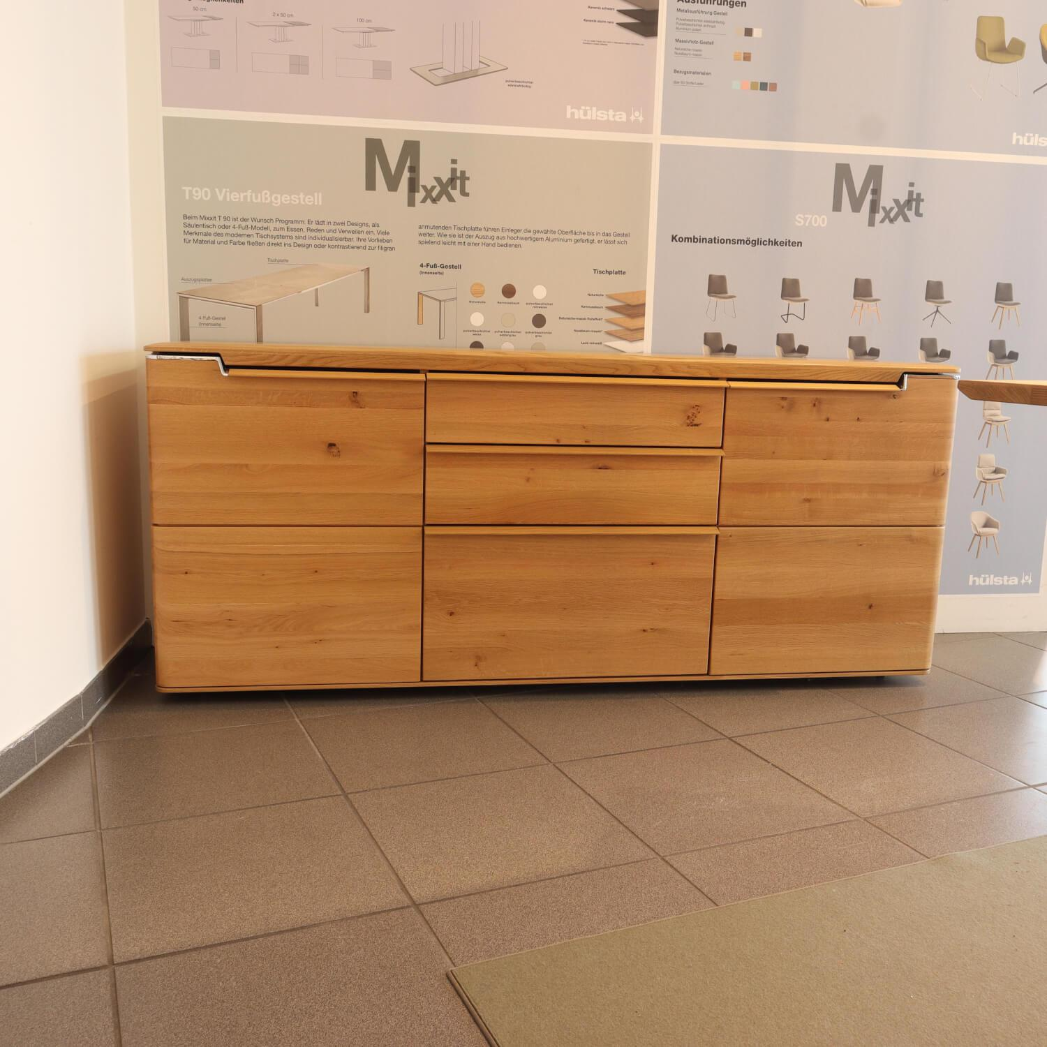 Hülsta - Sideboard Vedua Eiche Massiv Griffe Chrom Glänzend - 9