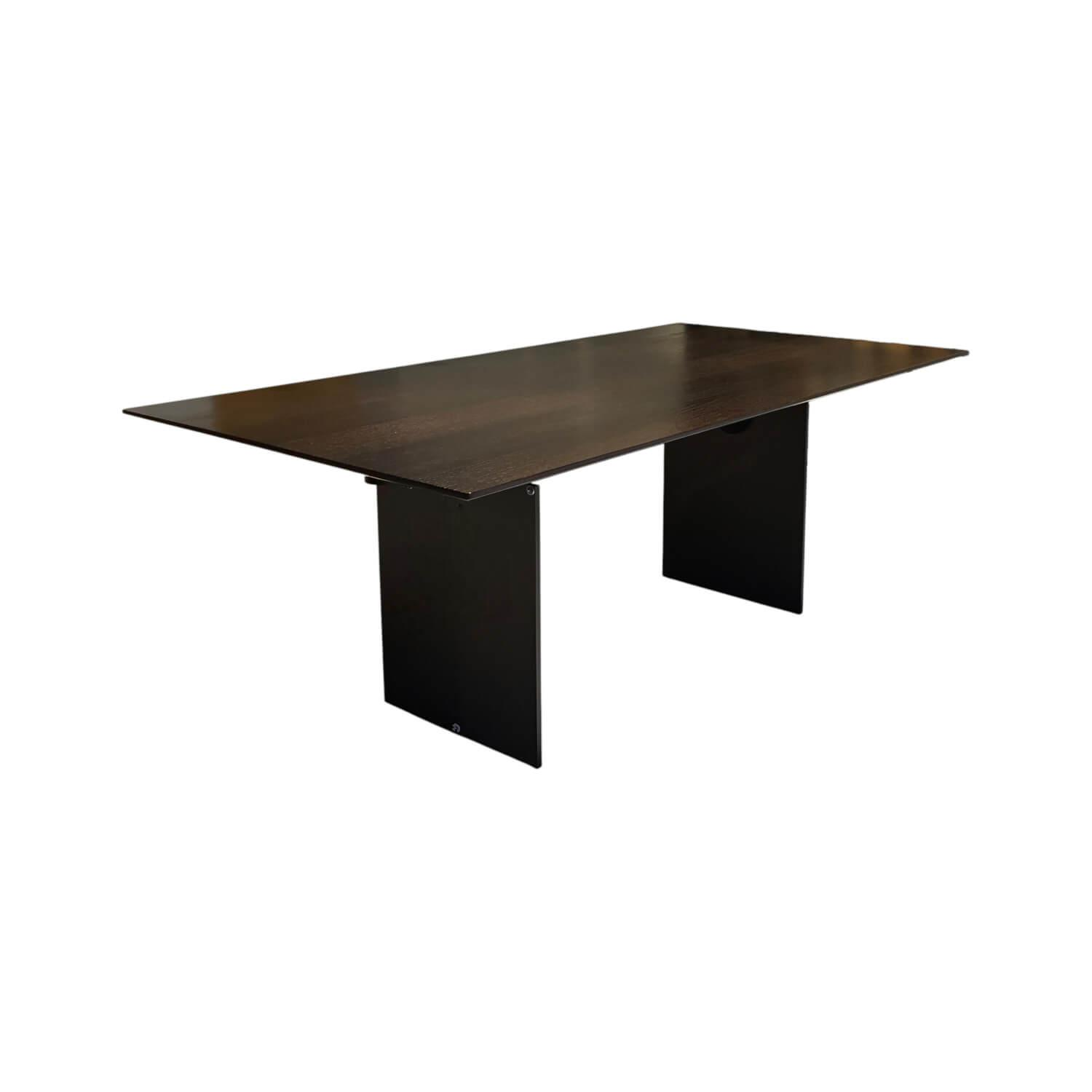 Draenert - Esstisch Atlas 1280 ll Platte Mooreiche Gebeizt Wangenfuß Aluminium Bronze Eloxiert Mit Integrierter Schwenkplatte - 1