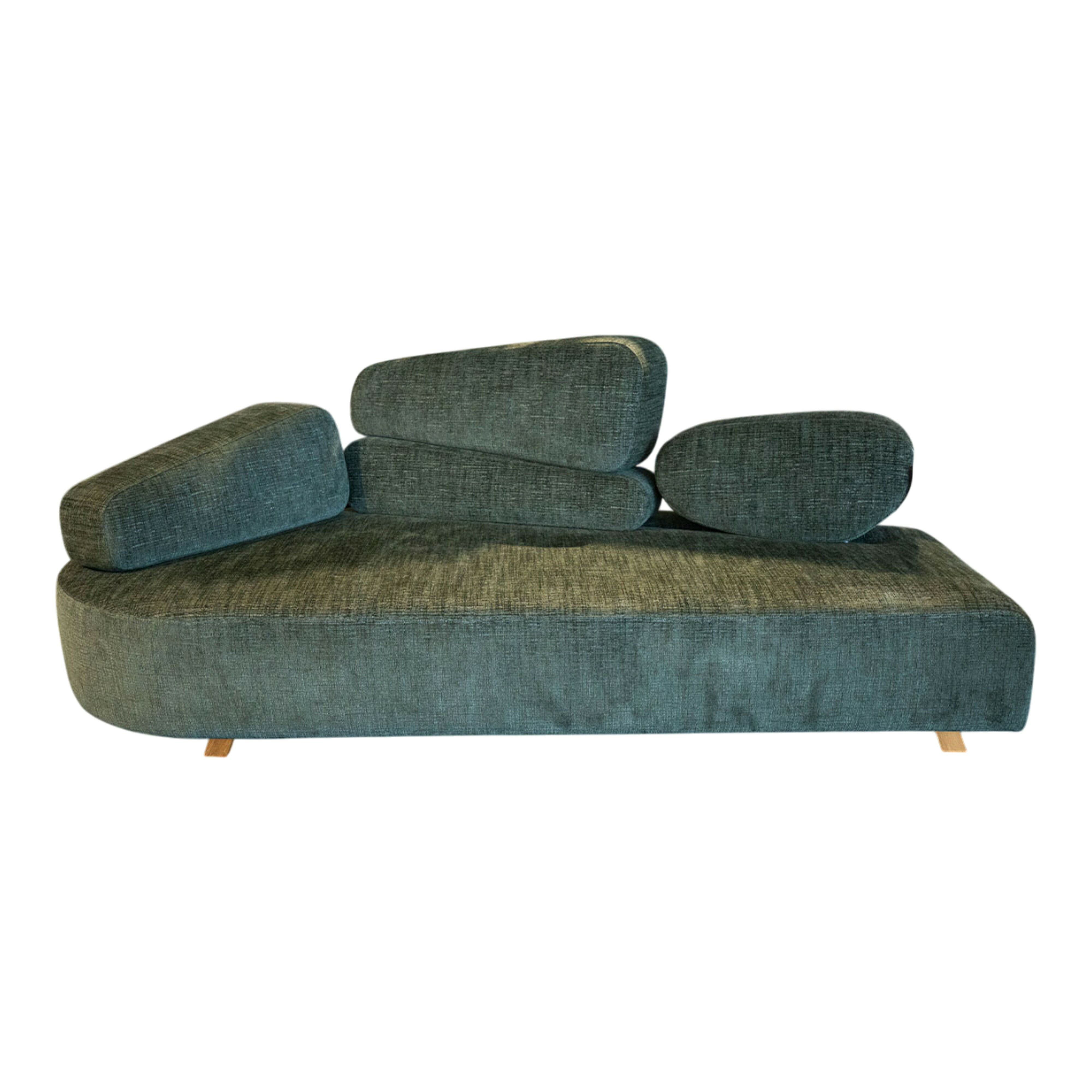 Brühl - Sofa Mosspink Stoff 5277-37 Dunkelgrün Füße Eiche Hell - 1