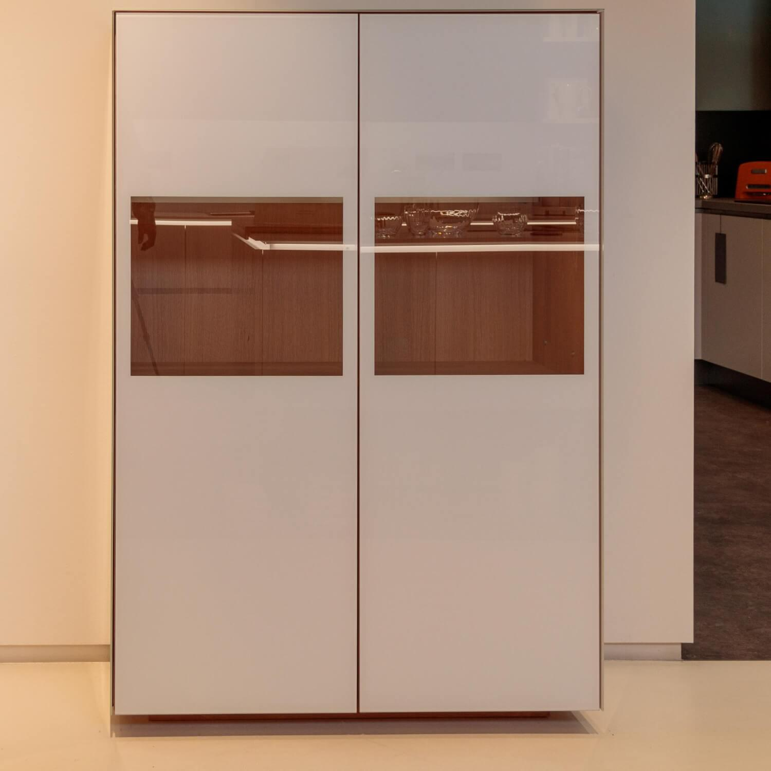 Team 7 - Vitrine Cubus Pure Eiche Weiß Geölt Farbglas Weiß Glänzend Mit Touch Beschlag - 4