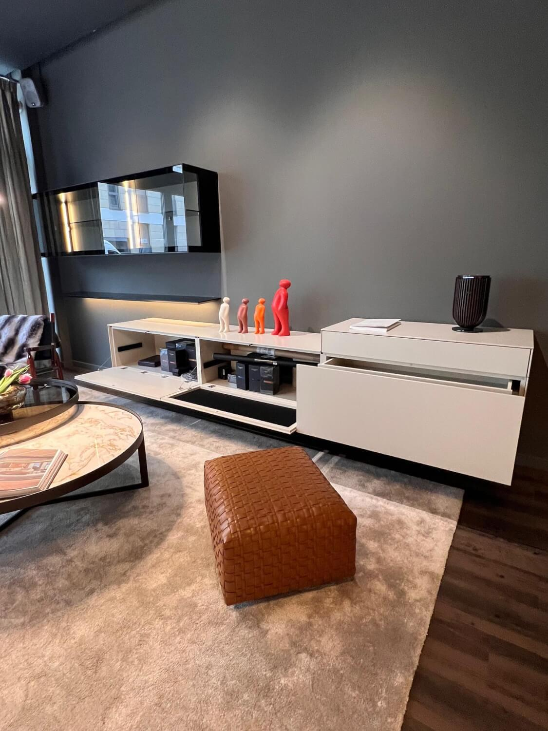 Kettnaker - Wall unit Soma doors smoked glass carcass MDF lacquer ivory white matt including lighting - 8