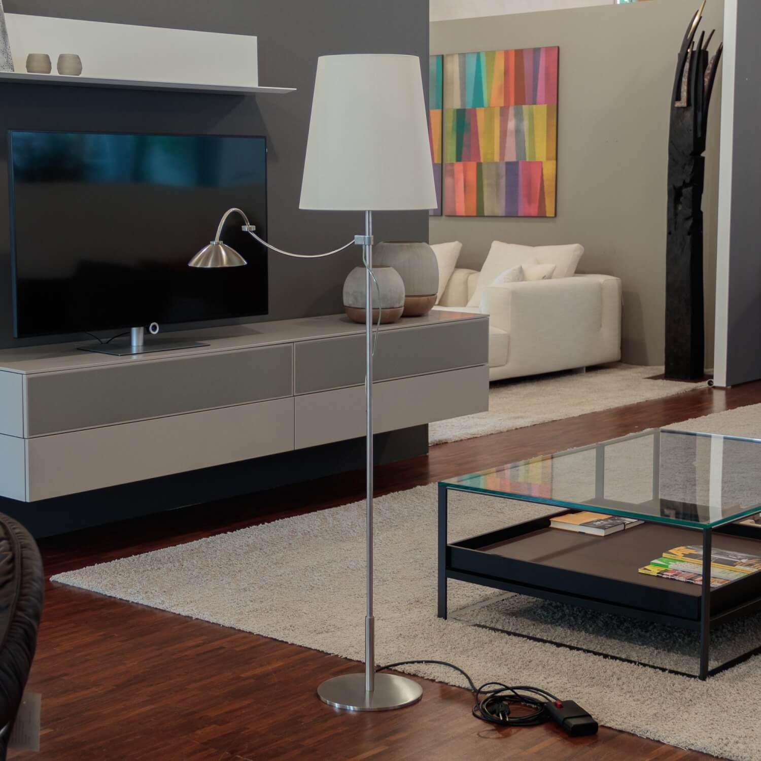 Christine Kröncke - Floor Lamp Lara Stainless Steel With Swivel Arm Shade Shining Bright - 4