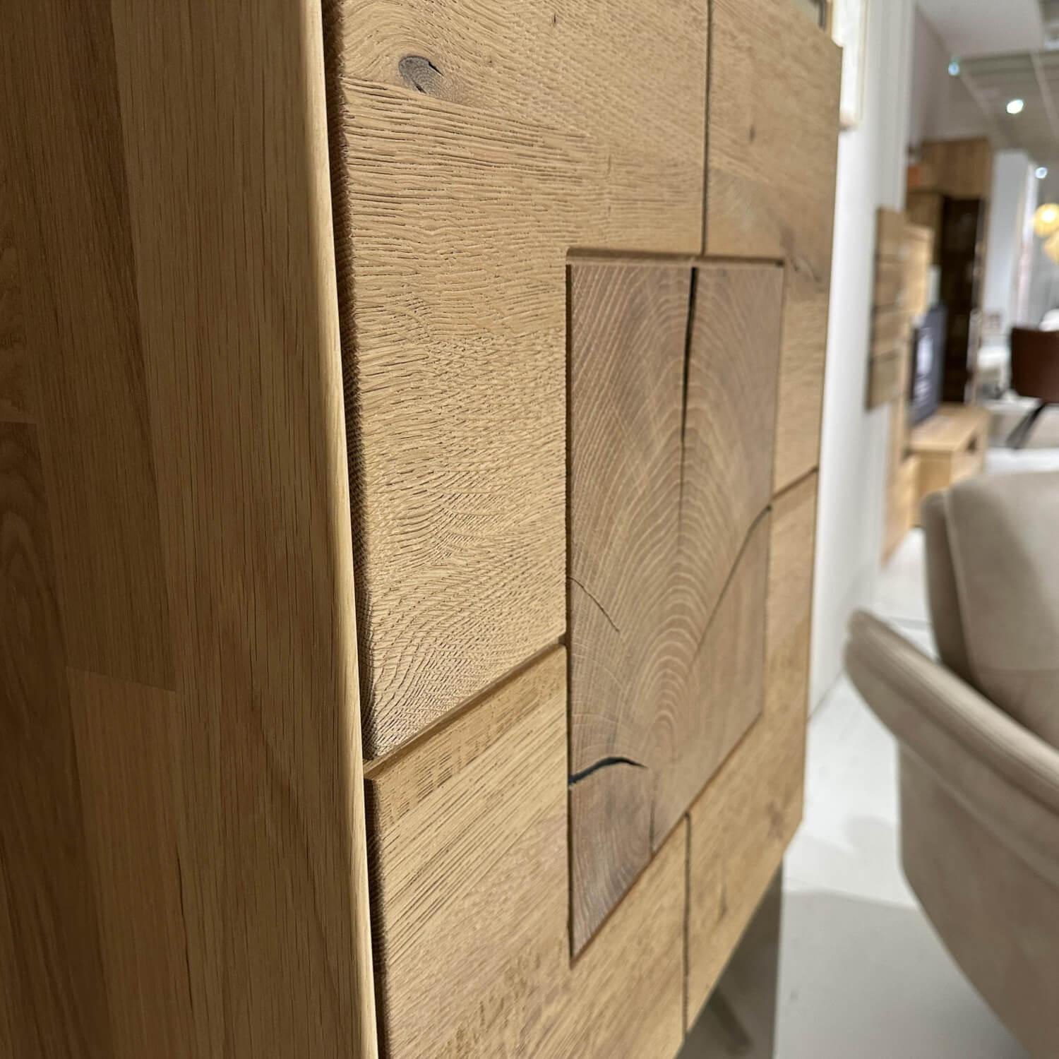 Musterring - Vitrine Portland Holz Wildeiche Massiv Weißgeölt Glas Anthrazit Satin Mit Beleuchtung Anschlag Rechts - 2