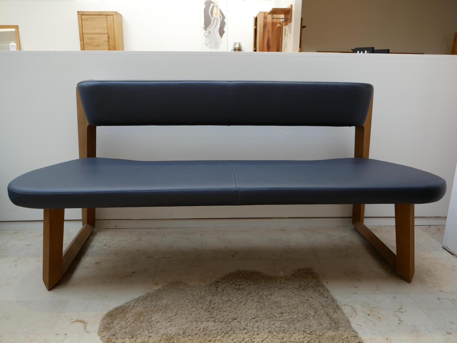 Hartmann - Bank LS 992821 Kerneiche Umato Gebürstet Gestell Holz Leder Atlantikblau - 2