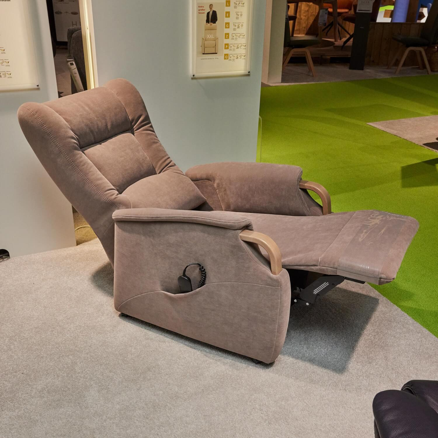 himolla - TV-Sessel 9871 Bezug Stoff 18 Nuvano Kakao Braun Holzteile Buche 1-Motorig Mit Aufstehhilfe - 5