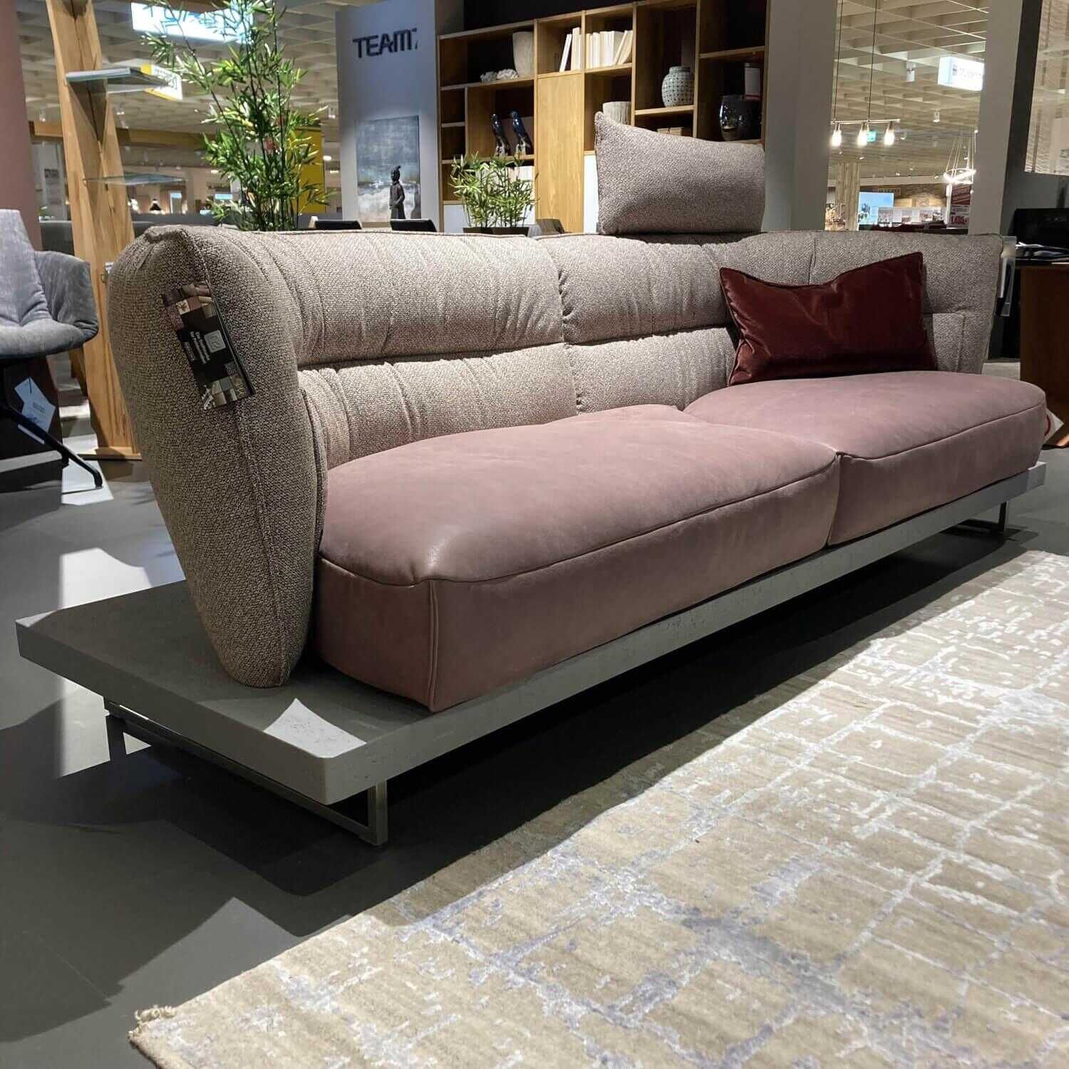 Koinor - Sofa Cantabo 2061 Leder Stoff Rot-Braun mit Drehbaren Sitzen und Hocker - 5