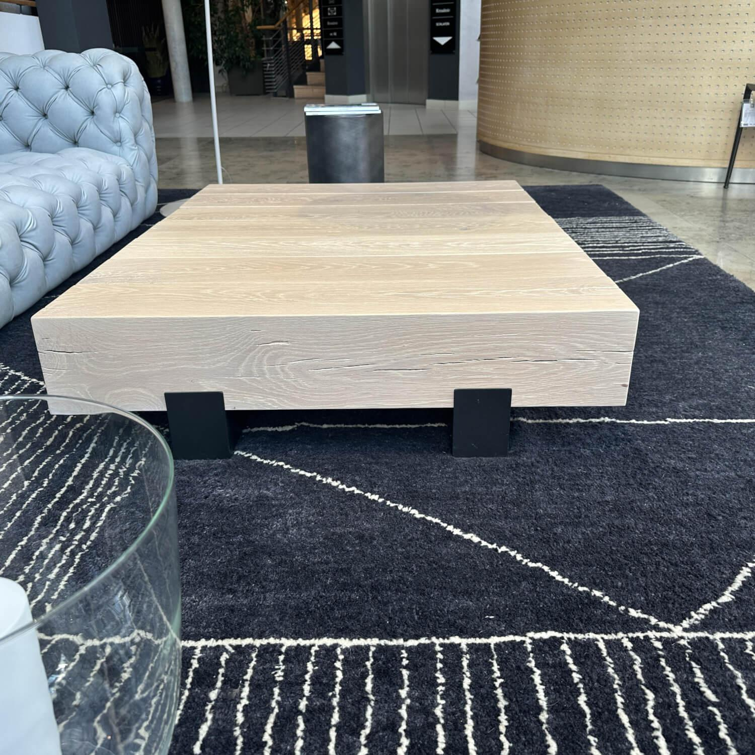 Van Rossum - Beistelltisch Beam Platte Eiche Hirnholz White Pepper Gestell Metall Schwarz - 5