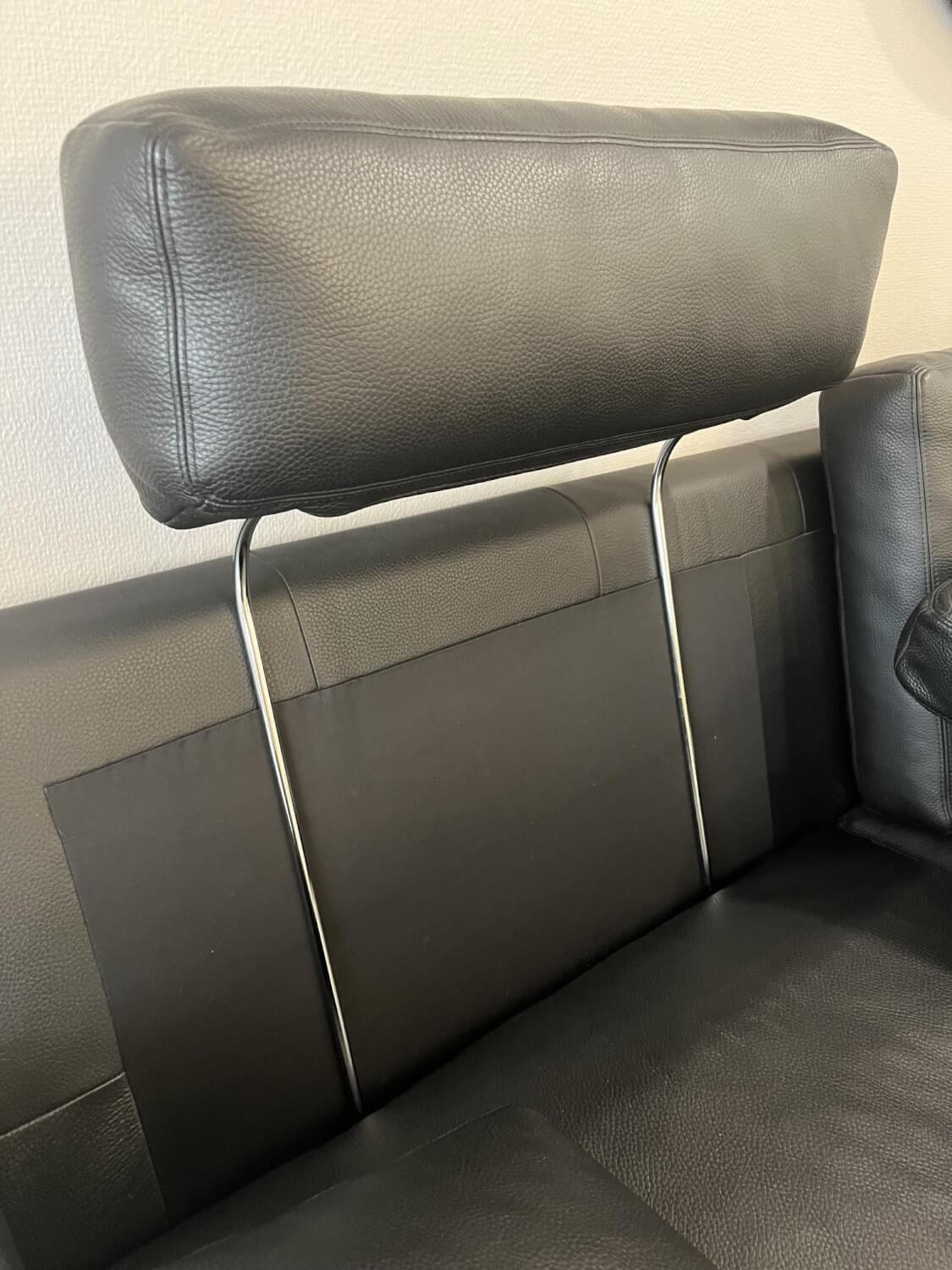 Erpo - Sofa Classic CL100 Leder Premium Schwarz Mit Verstellbarer Kopfstütze Und Armlehnkissen - 5