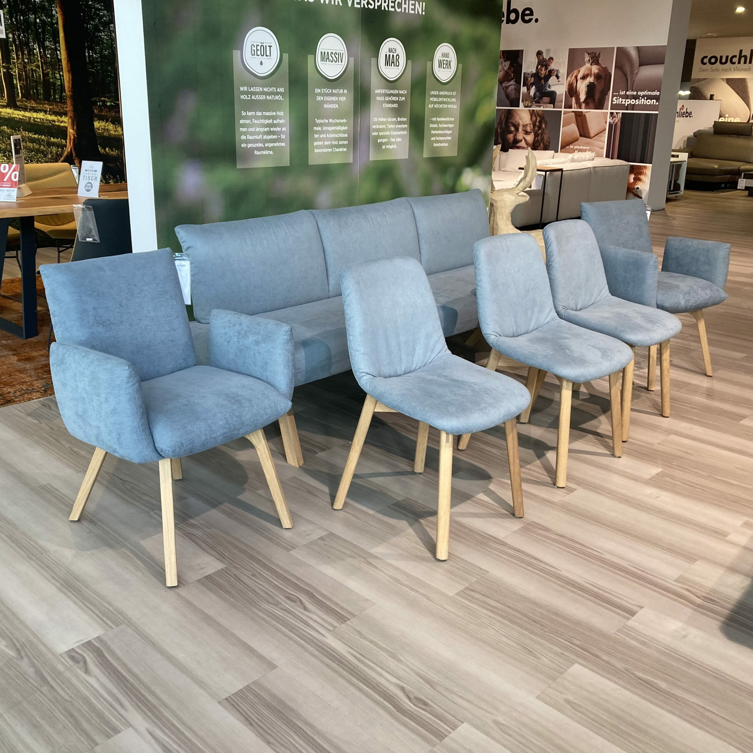 Wimmer - Sitzgruppe Waltropp Stoff Romeo Island Blau Grau Gestell Asteiche Bianco - 5