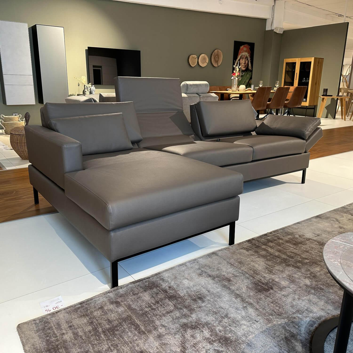 Brühl - Ecksofa Tomo Compact Leder Unit 5432 29 Braun Gestell Metall Schwarz Pulverbeschichtet Mit Verstellbarer Lehne - 3