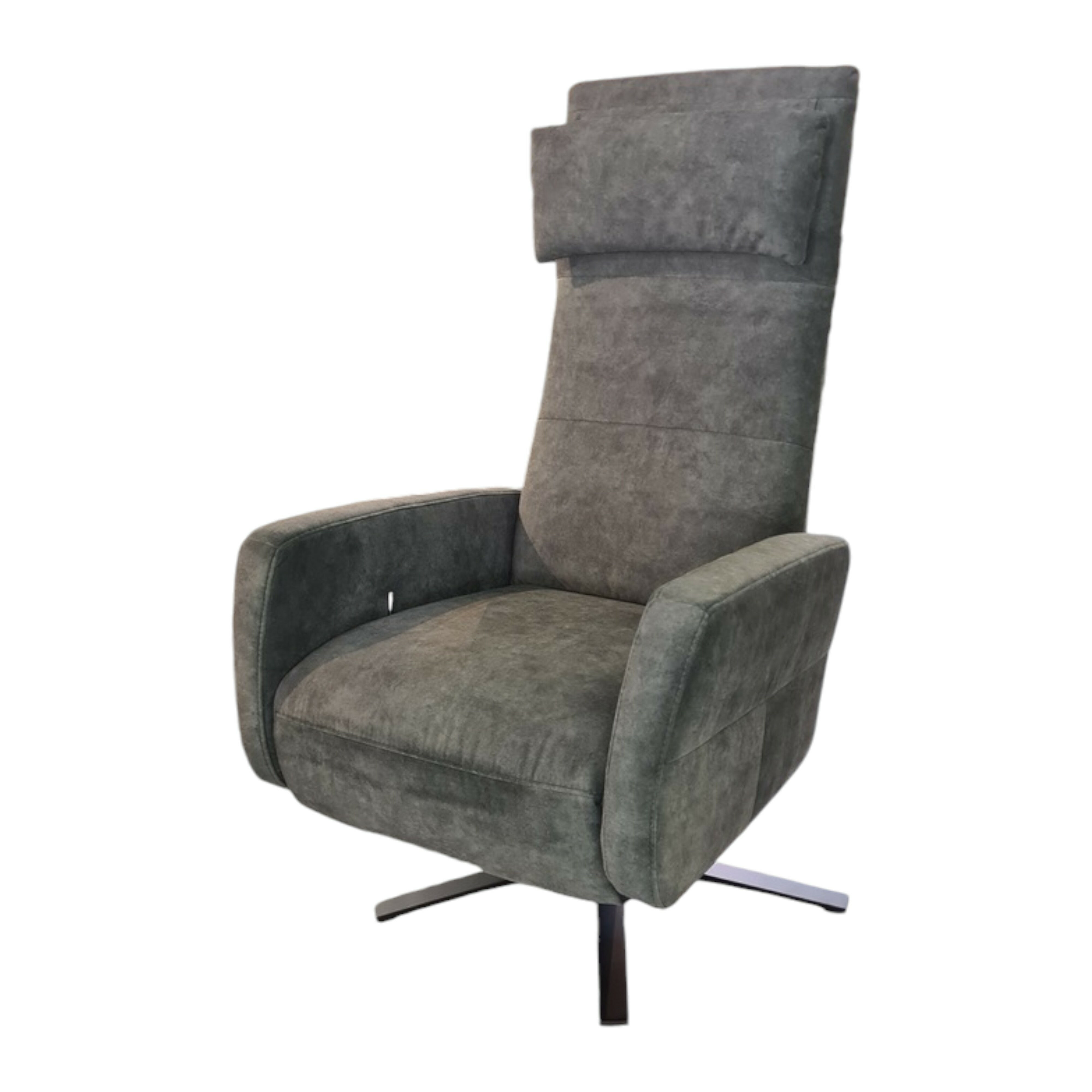 Polsteria - Drehsessel Lotta 1222 Stoff Ramona Olive 751 Grün Drehteller Stern Schwarz Matt Lackiert Mit Kopfteilfunktion - 1