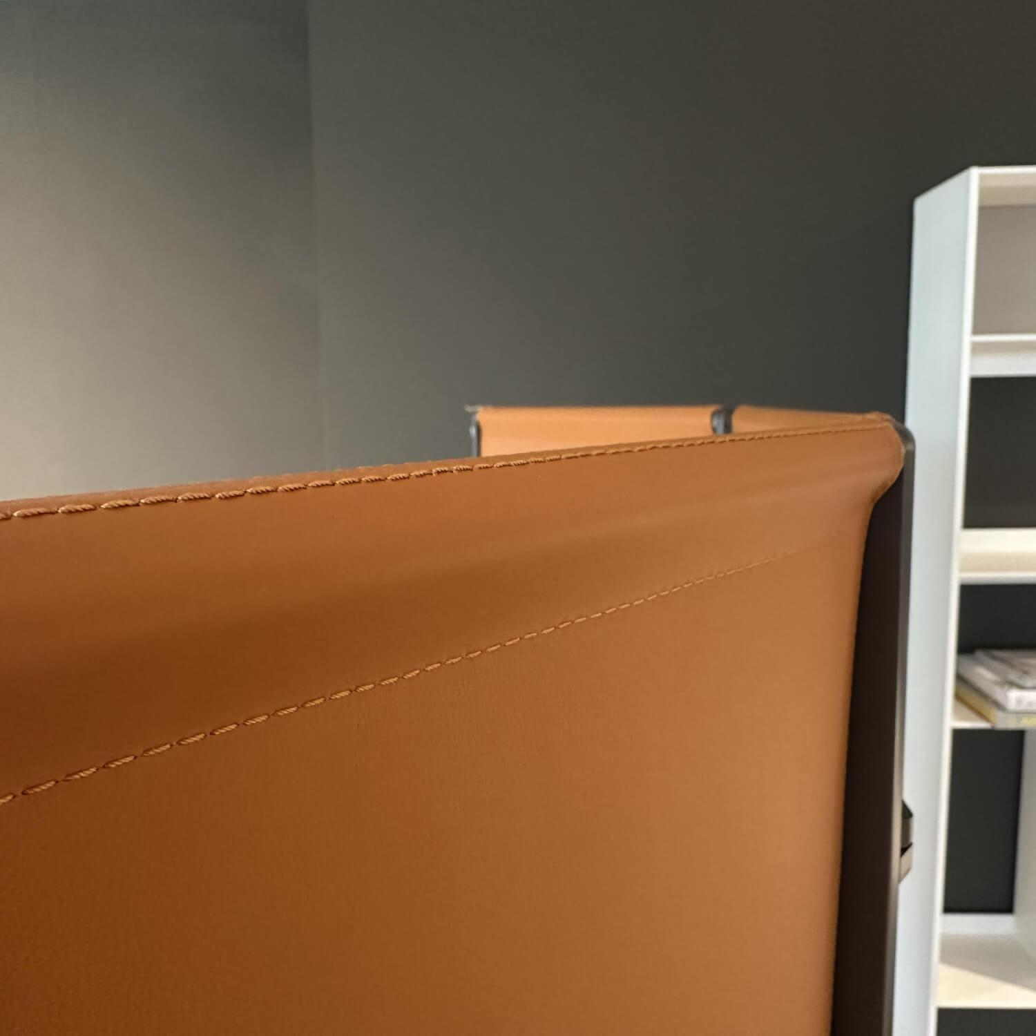 B&B Italia - Paravent Quiet Lines Leder Gamma 370 Terra Braun Gestell Nickel Bronzefarben Lackiert - 2