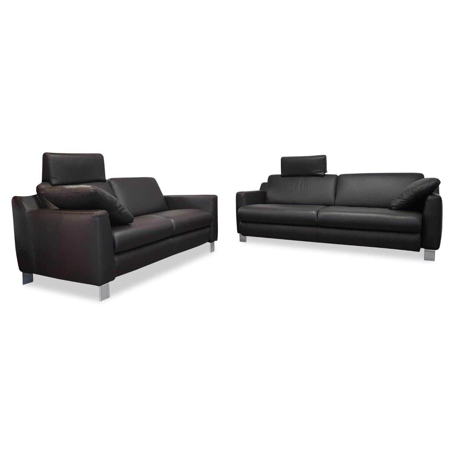 steinpol-garnitur-augsburg-leder-dolcia-moor-2-sofas-mit-kissen-und-kopfst-C3-BCtzen-9788a7019c39 Steinpol - Garnitur Augsburg Leder Dolcia Moor 2 Sofas mit Kissen und Kopfstützen - 1