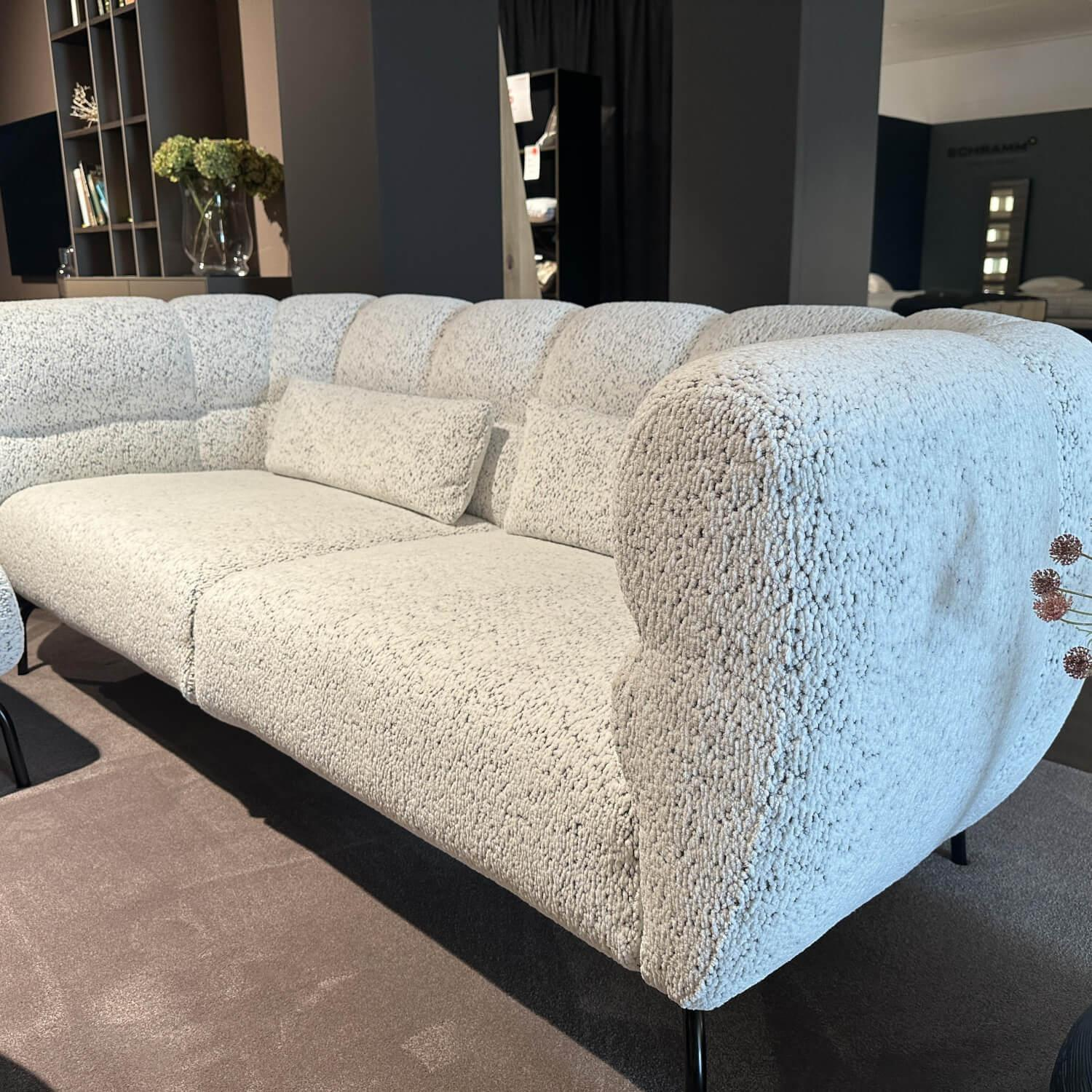 Brühl - Sofa Magnolia Stoff 6450 49 Grau Metall Schwarz Pulverbeschichtet Inklusive Hockerbank - 8