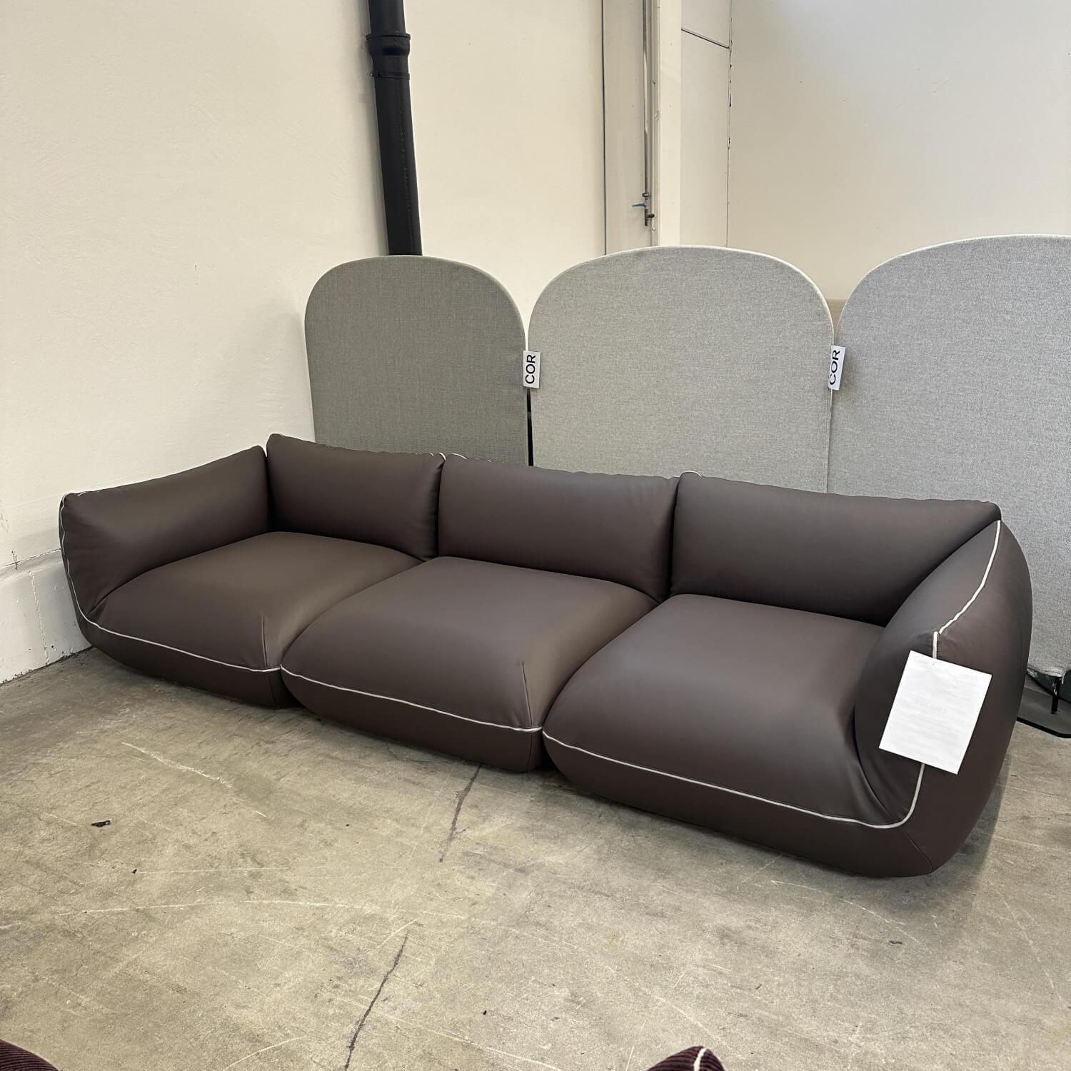 COR - Sofa Jalis 21 Leder 246 Schoko Grau Braun Nahtband 5095 Kitt - 2