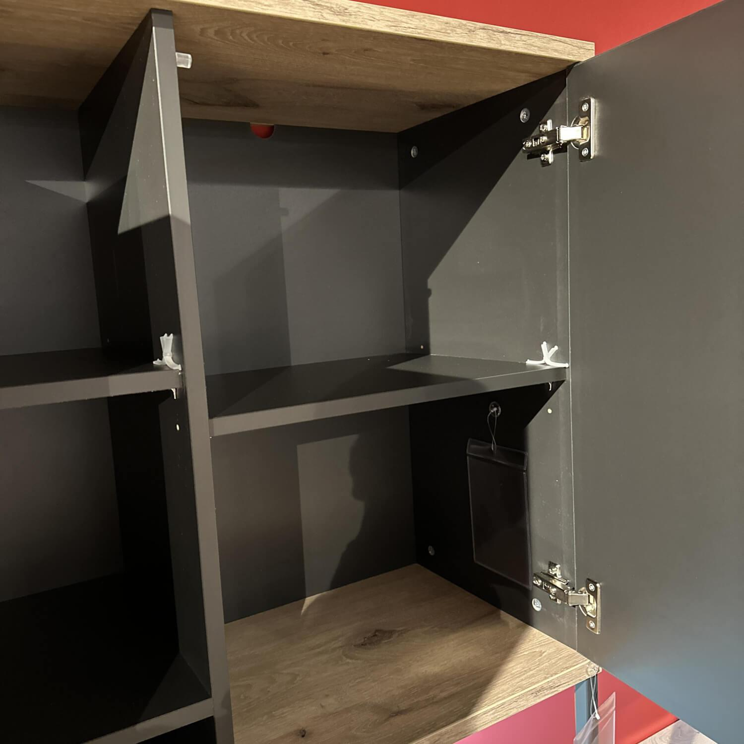 Ideal Möbel - Wohnwand Mountain VME Exclusiv Front Cosmos Grey Grau Absetzung Eiche Viking Profil Metall Cosmos Grey Grau - 12