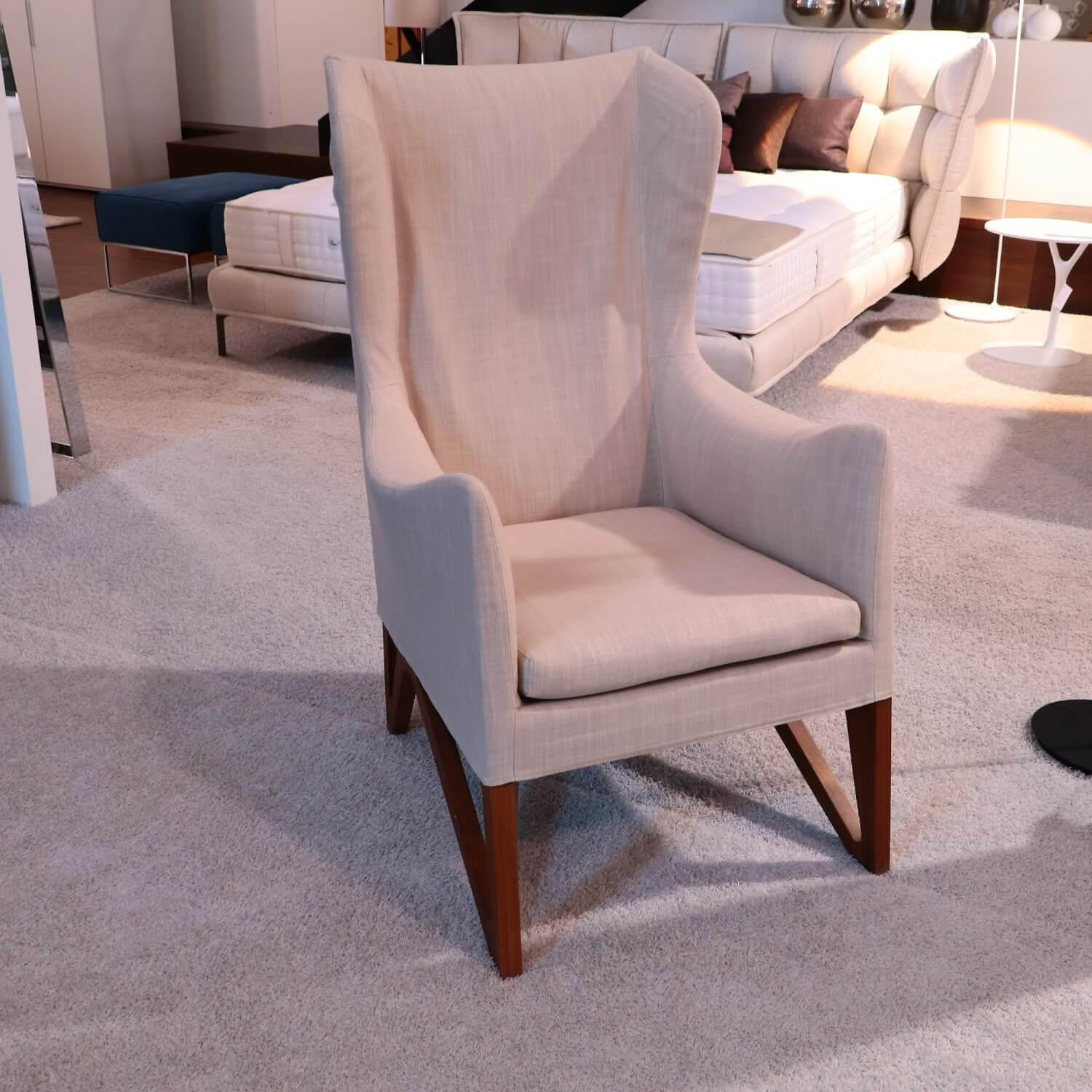 Giorgetti - Sessel Mobius High Bezug Stoff Beige Gestell Eiche Dunkel - 1