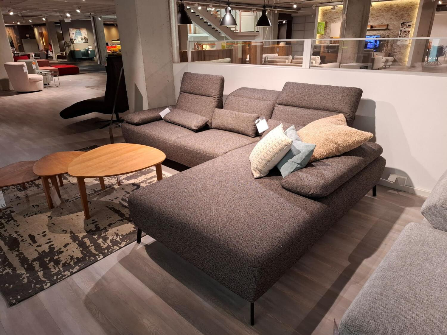 Carina - Ecksofa EM Setupal Stoff Salt n Pepper Grau Metallfuß Schwarz - 3