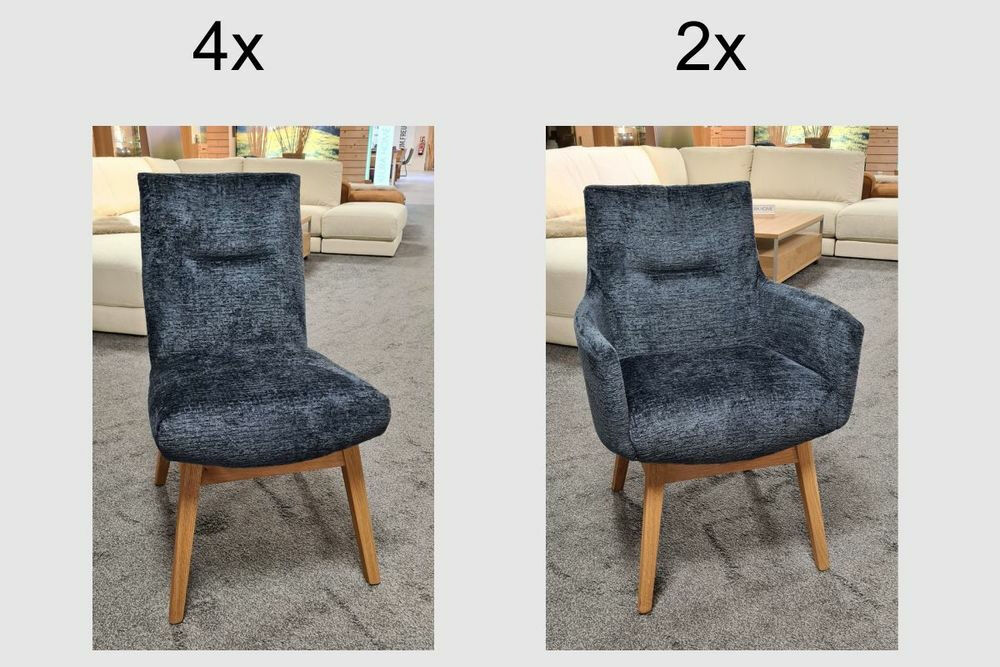 6er-Set Stuhl Calgary Stoff Fusion Indigo 90 Füße Eiche Natur Geölt