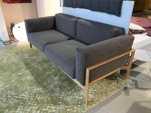 COR - Sofa Elm Stoff 7256 Braun Grau Gestell Massivholz Geölt - 5
