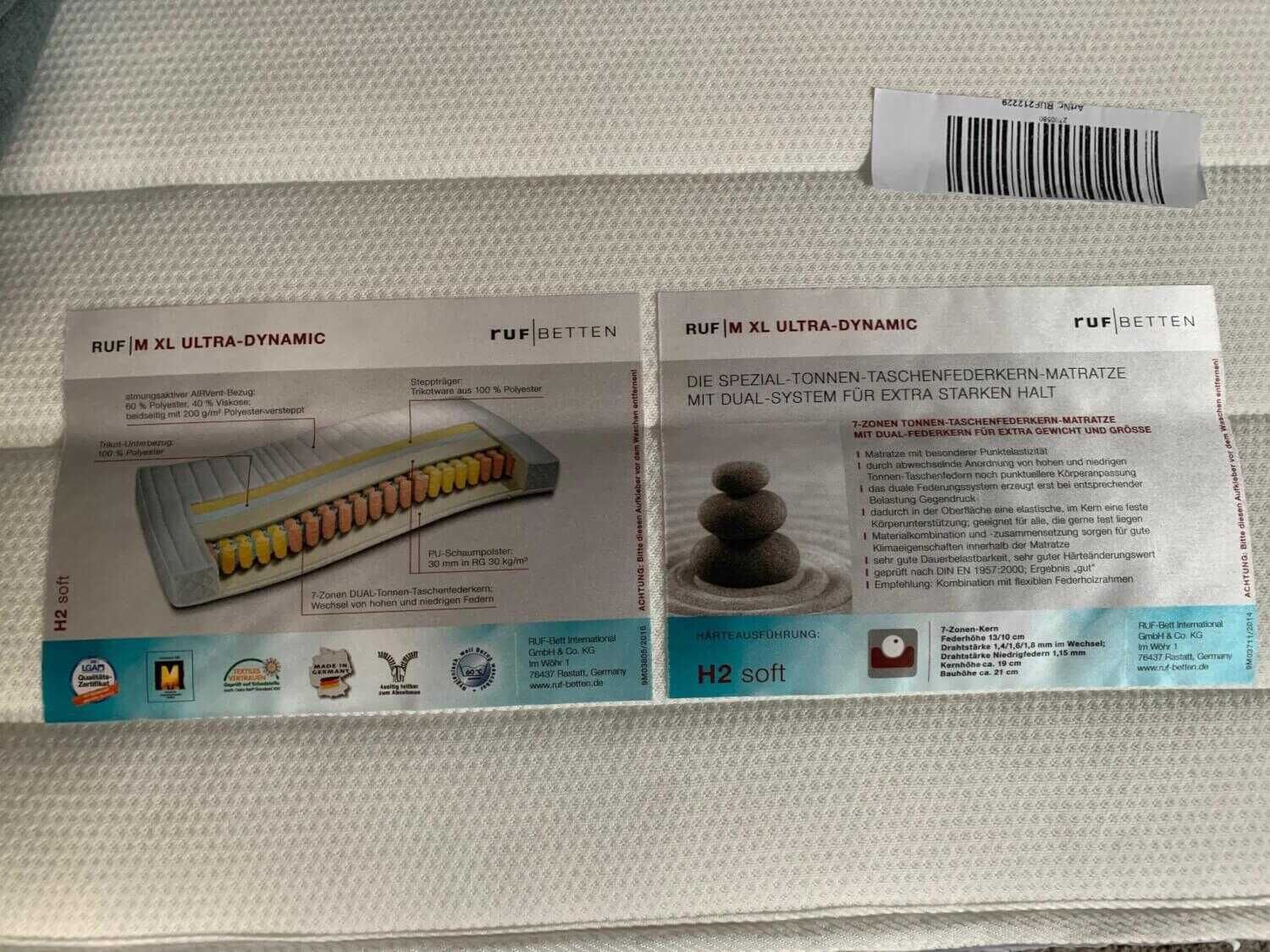 RUF Betten - Polsterbett Composium 180x200 Matzten H2/H3 Stoff Grau Kopfteil Schwenkbar - 5