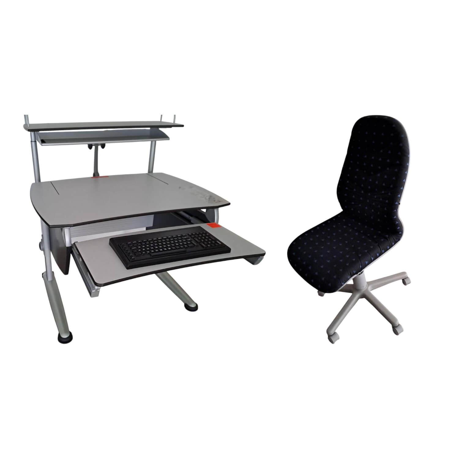 Moll - Schreibtisch Top Deck Compact Grau Mit PC Deck Und Schreibtischstuhl - 1