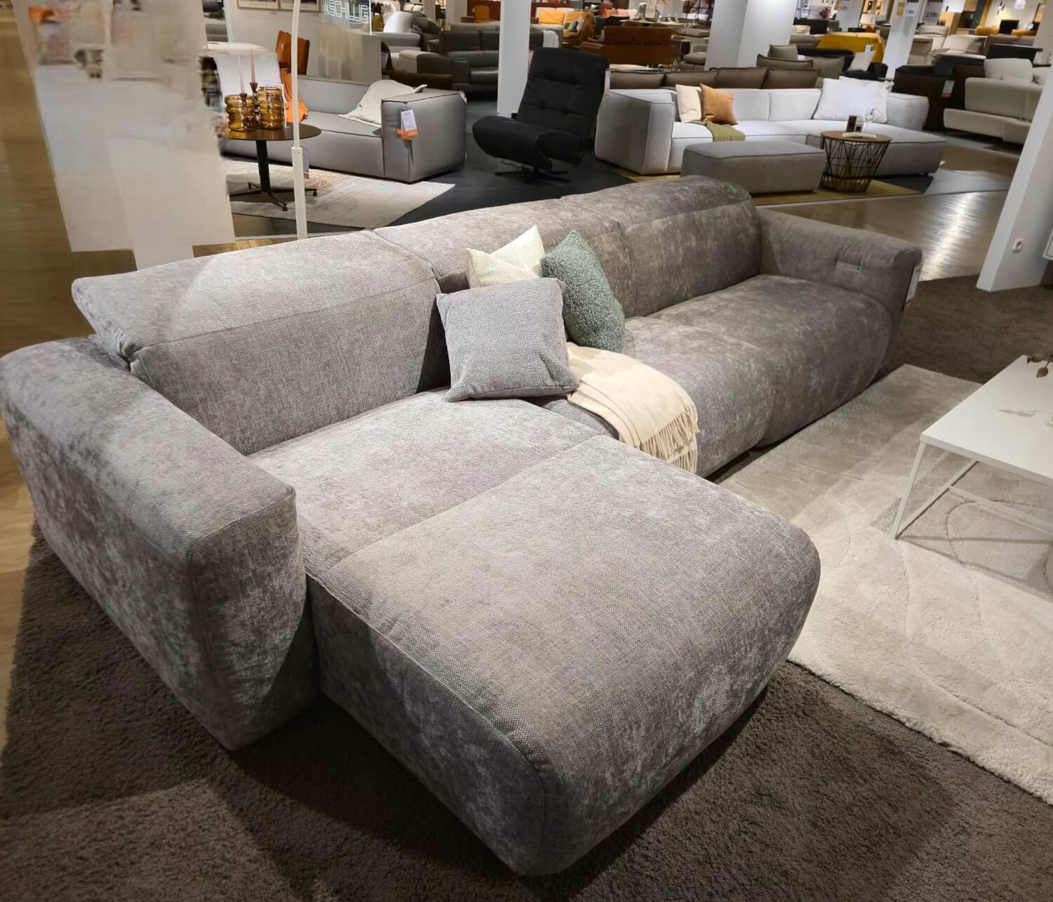 W. Schillig - Ecksofa 34000 Dwayne Stoff V87 21 Silver Grau Füße Kunststoff Schwarz Mit Kopfteilverstellung - 4