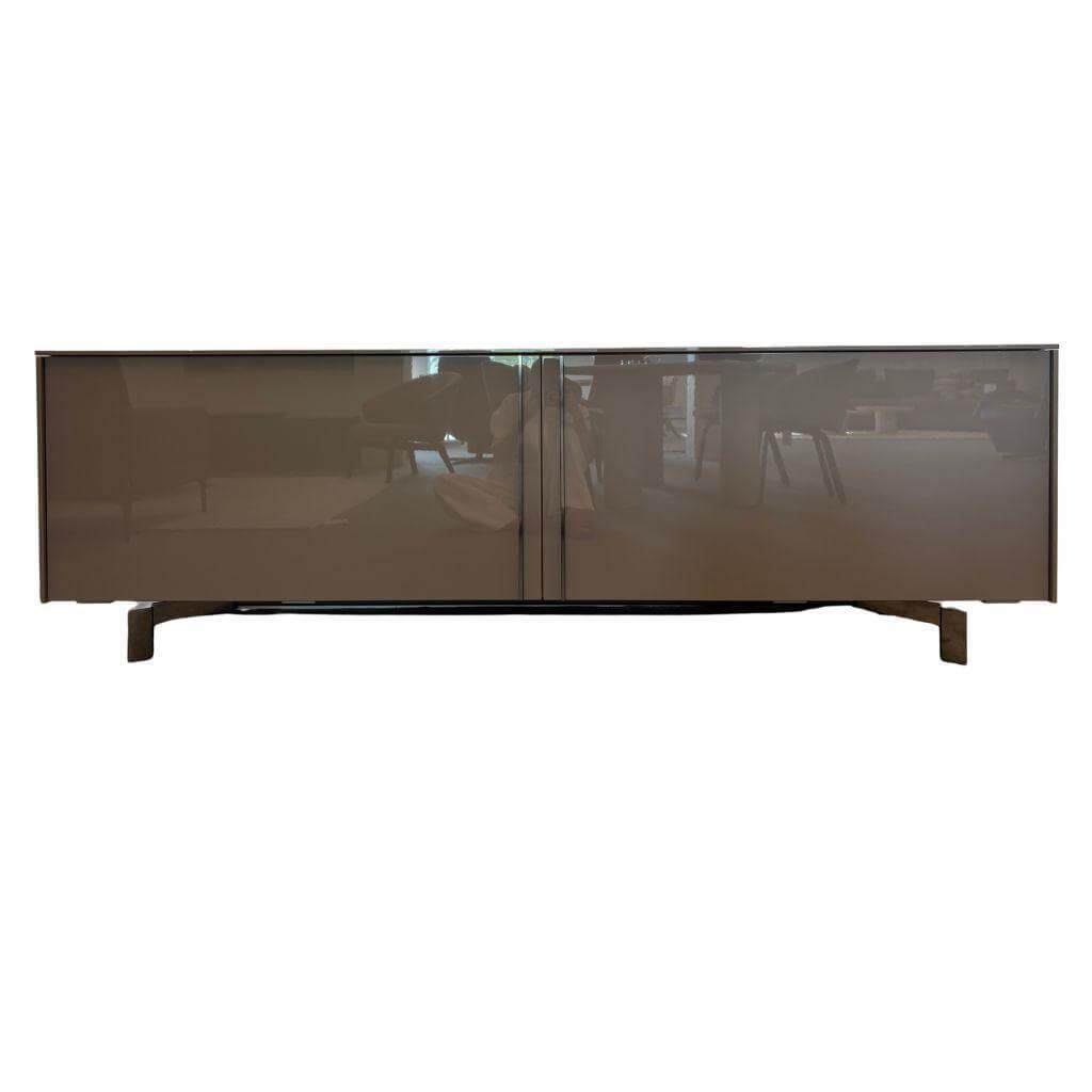 Molteni & C - Sideboard Pass-Word Außen Lack Hochglanz Dolomitgrau Grau Braun Innen Zeder Natur Füße Metall Poliert - 1