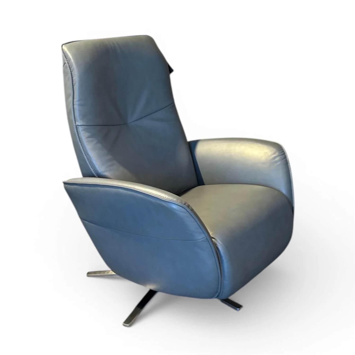 himolla - Sessel 7928 Easy-Swing XS Leder Longlife Aqua Blau Grau Sternfuß Metall Edelstahloptik Manuelle Verstellfunktionen - 5