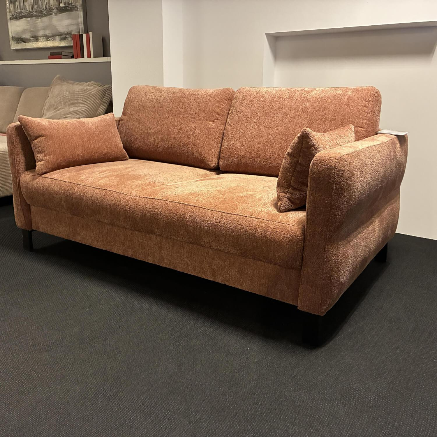 Restyl - Schlafsofa LS23 Igris Dolly Stoff 2 7042 Braun Orange Füße Metall Schwarz Inklusive Nierenkissen - 5