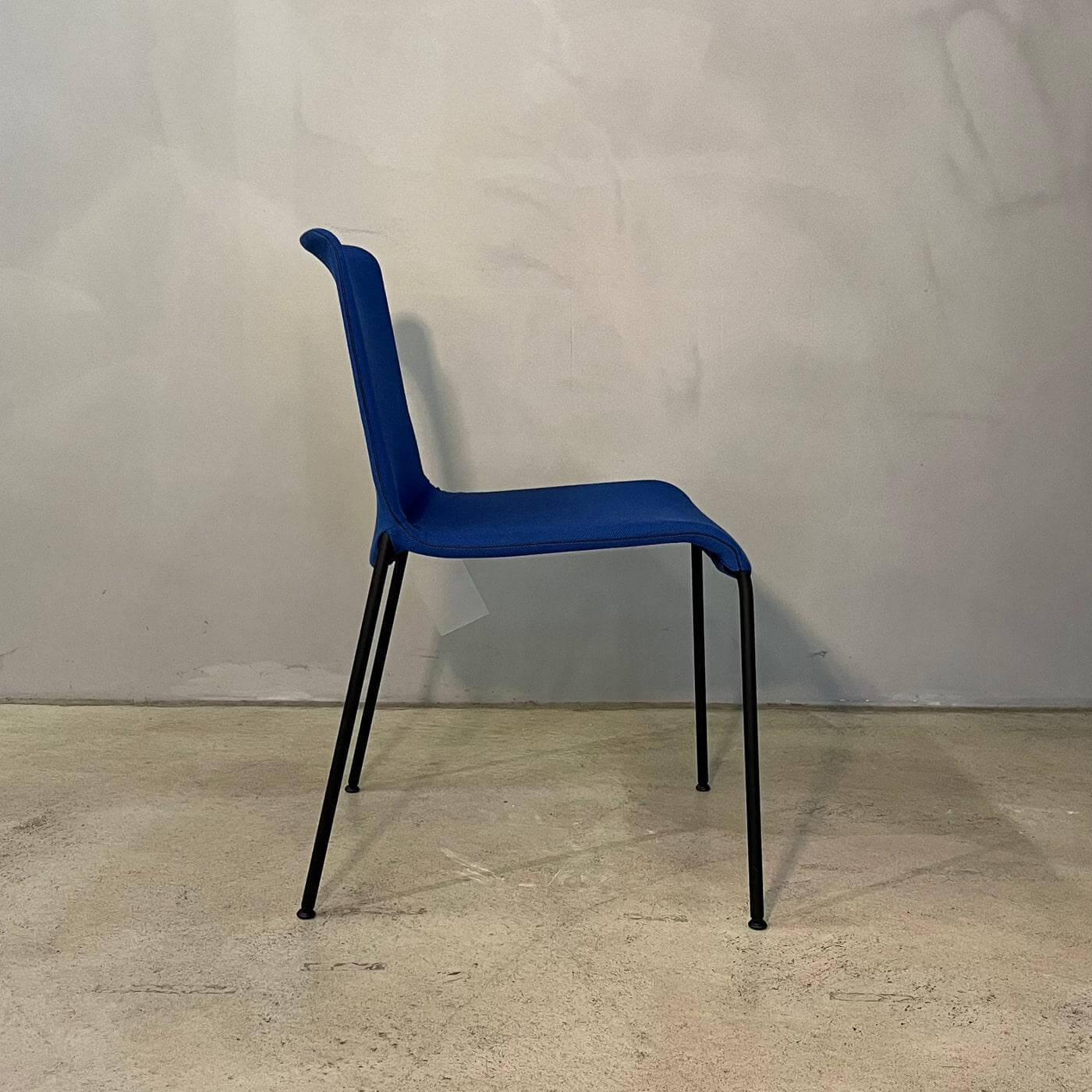 Walter Knoll - 4er Set Stuhl Liz 1300 Stoff Steelcut Trio Blau Gestell Stahl Schwarz Matt Pulverbeschichtet Mit Kunststoffgleitern - 6