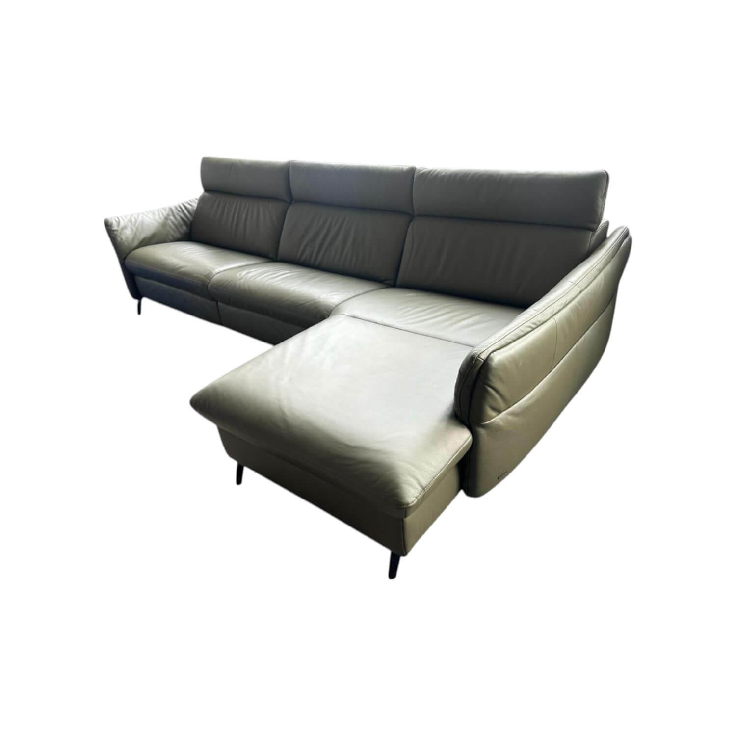 himolla - Ecksofa Velden 8372 Leder Longlife Rustika 24 Zypres Grün Füße Metall Anthrazit - 11