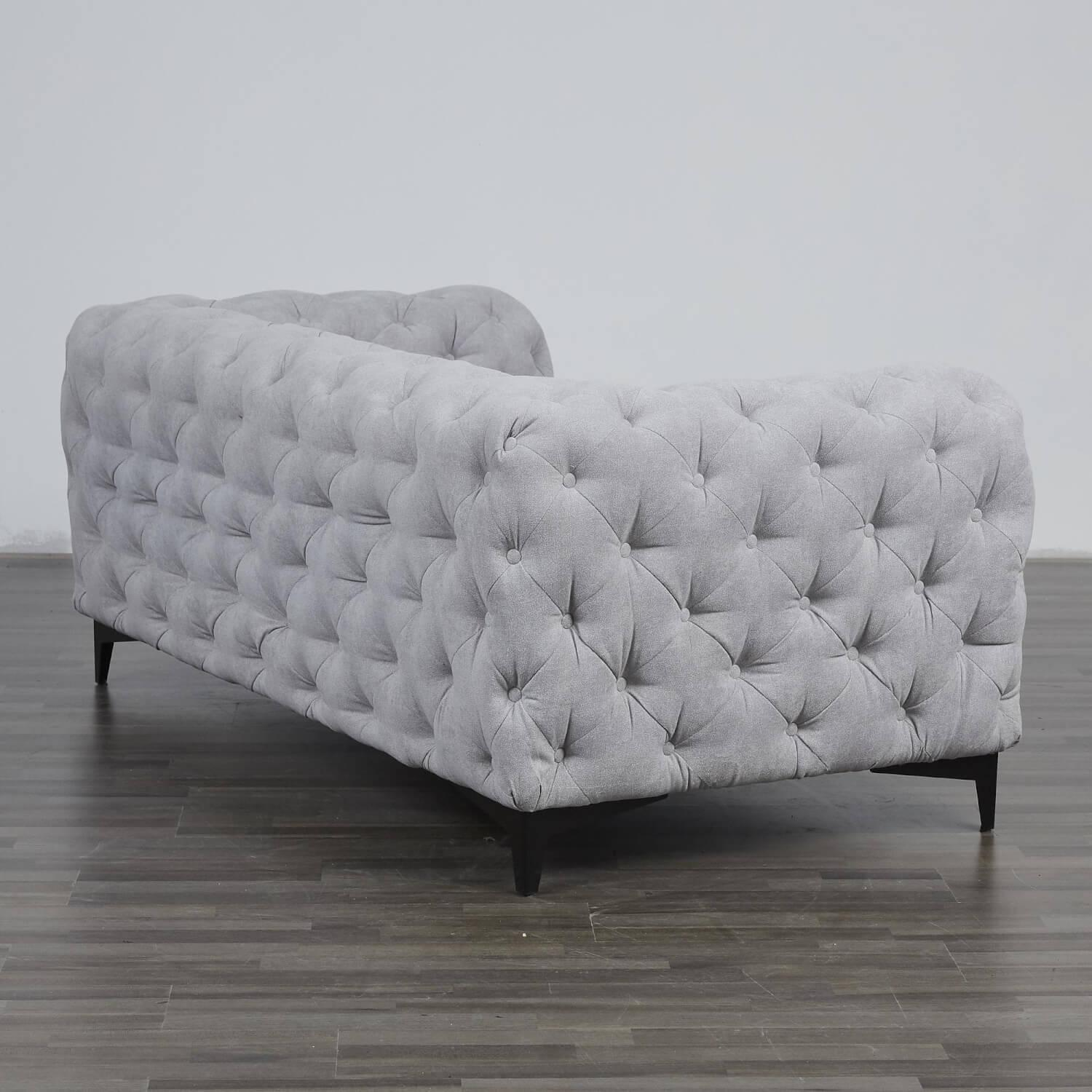 Max Winzer - Sofa Chesterfield Stoff Hellgrau Gestell Schwarz - 8
