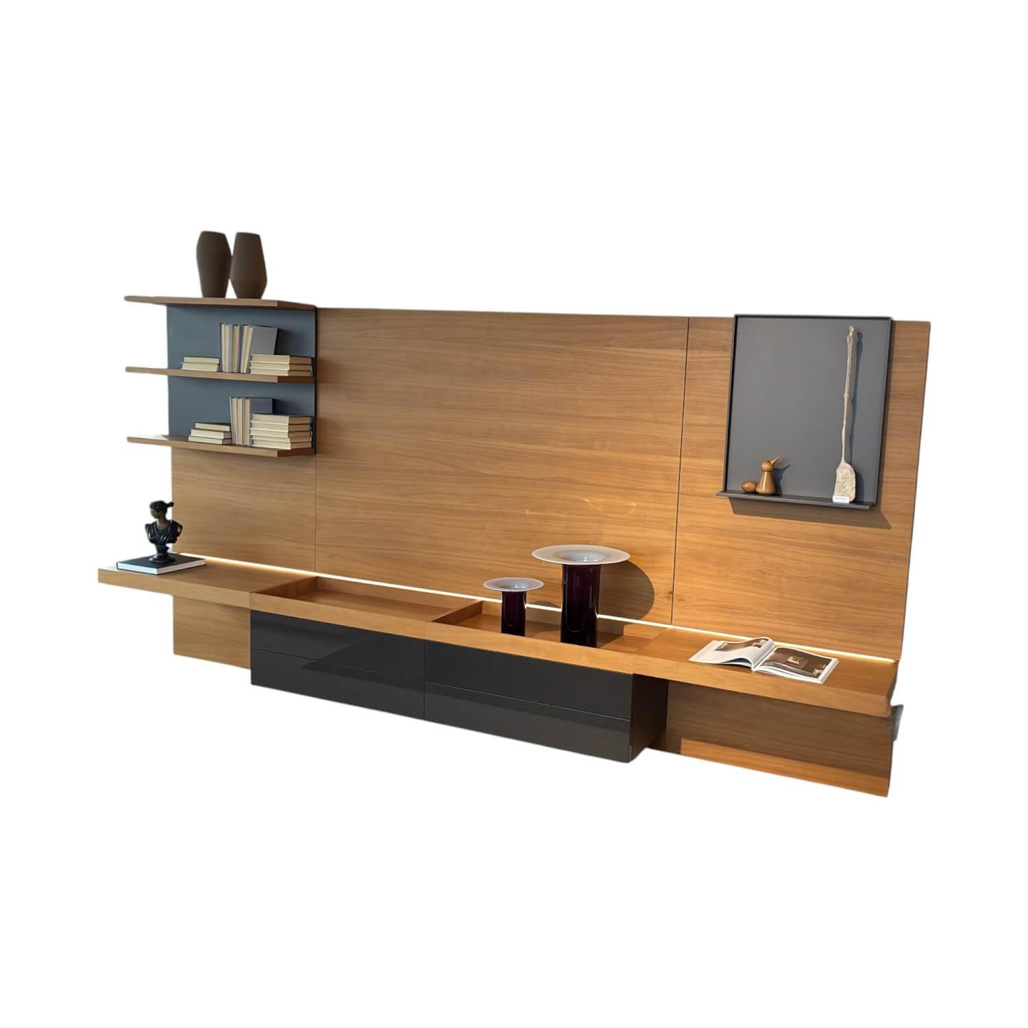 Molteni & C - Anbausystem Grid Nussbaum Kupferfarben Inklusive Beleuchtungssystem Schuko - 1