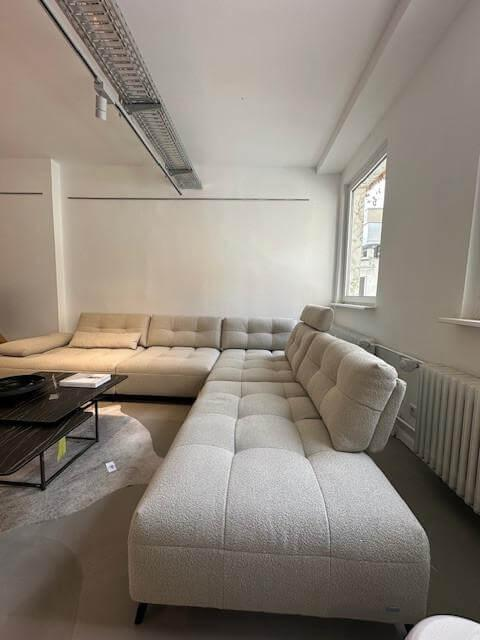 Contur - Ecksofa Comodo Stoff Crumble Silky 61 Beige Metallfuß Anthrazit Pulverbeschichtet Inklusive Kissen - 5