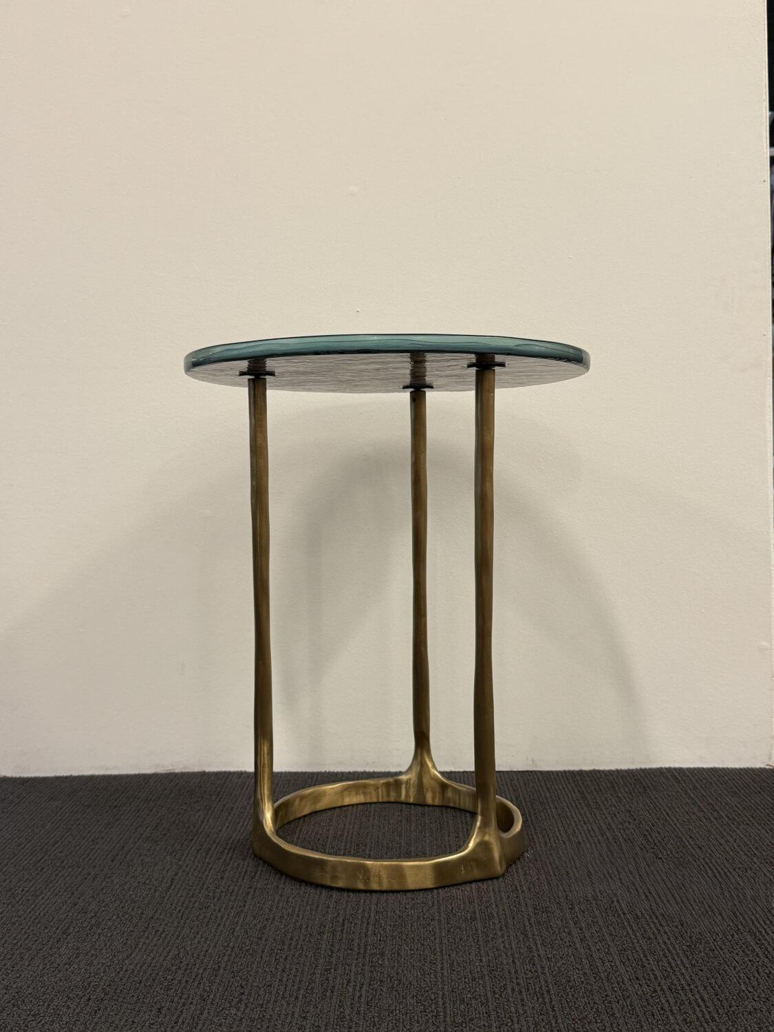 Molteni & C - Beistelltisch Aster Platte Rauchglas Gestell Metall Messing Poliert - 3