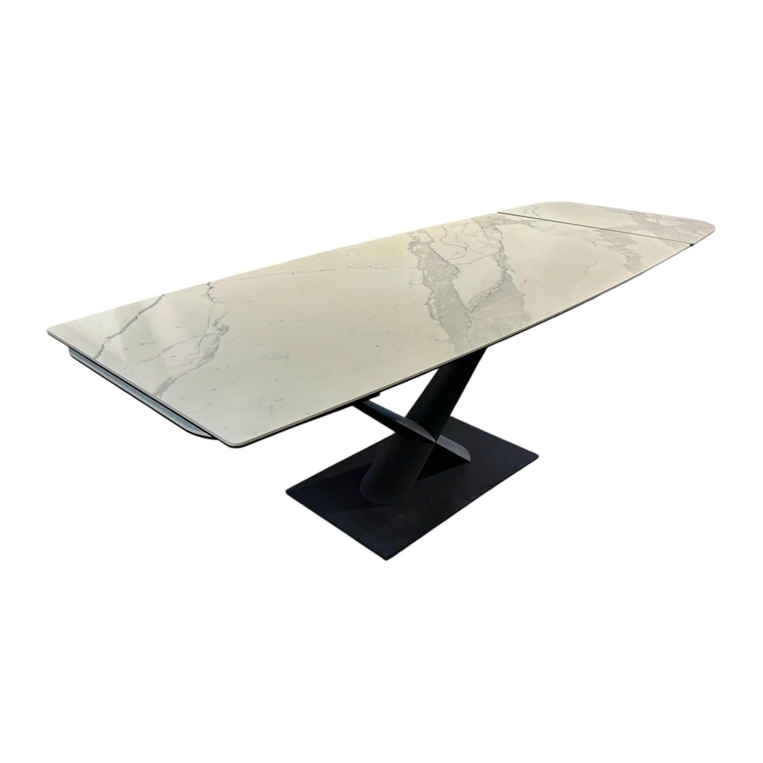 Contur - Esstisch Savona B Platte Keramik Saturio Grey White Grau Weiß Matt Gestell Metall Anthrazit 44 Pulverbeschichtet - 1