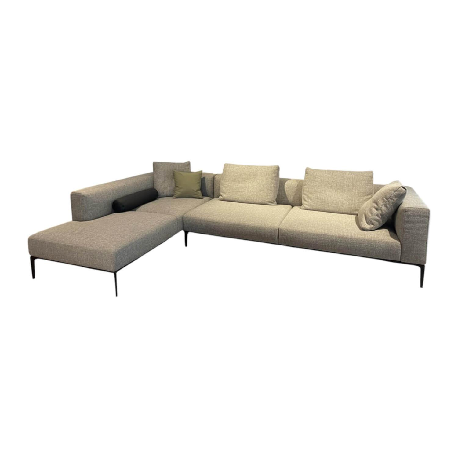 Walter Knoll - Ecksofa Jaan Living Stoff Savannah 7883 Platinum Grau Füße Metall Matt Schwarz Inklusive Kissen - 1