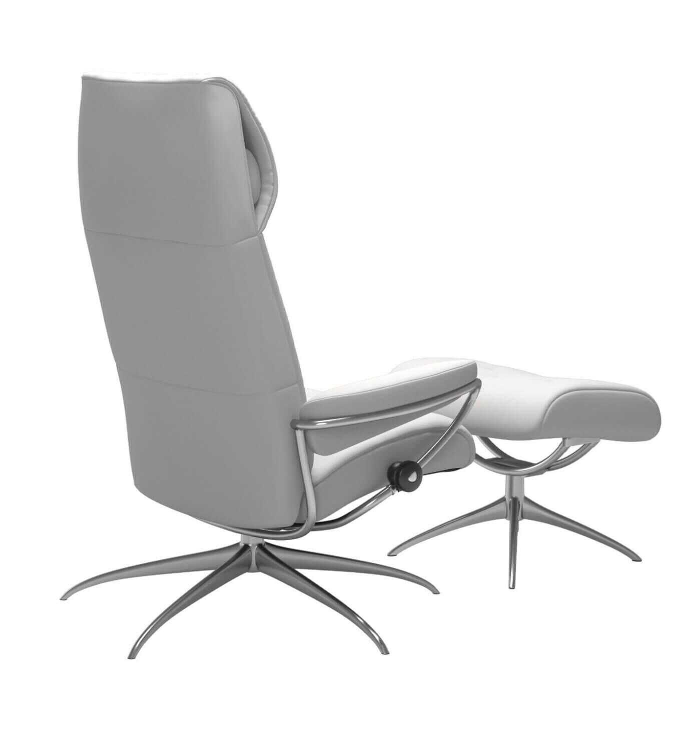 Stressless - Stressless Metro hohe Rückenlehne Standard Base Star Base Leder Batick Snow mit Hocker - 2