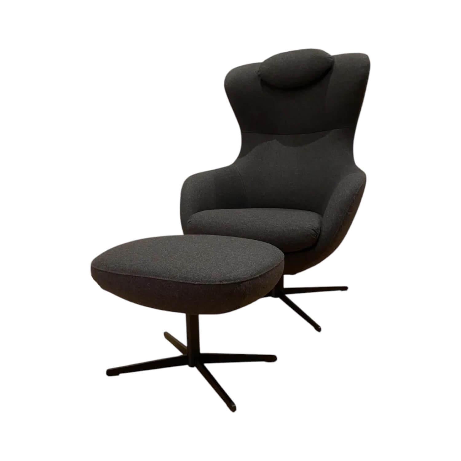 Signet - Sessel Jester Stoff Lana Anthrazit Gestell Metall Schwarz Pulverbeschichtet Mit Memory Funktion Inklusive Hocker - 1