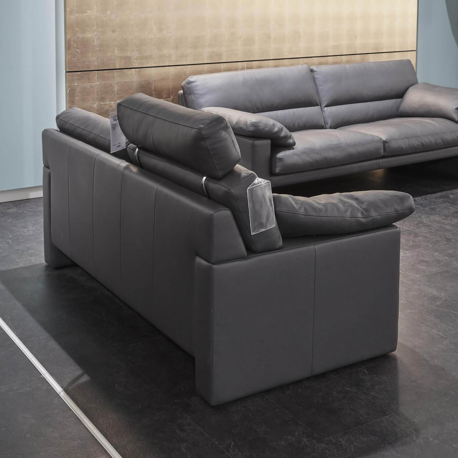 Erpo - Garnitur Einzelsofa GA210 Mit Sessel GA200 Bezug Leder 43.059 Grau Inklusive Kopfstütze - 2