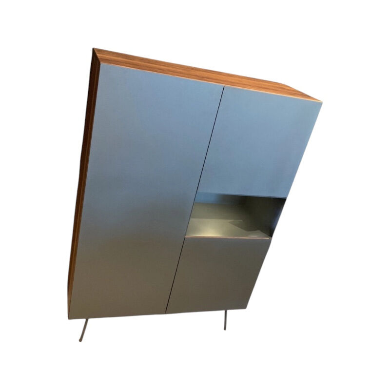 Wimmer - Highboard Weira Metall Schwarzgrau Nussbaum Rustikal Mit LED Beleuchtung - 1